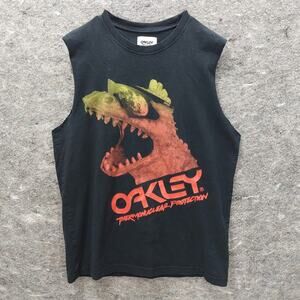 Oakley T-Shirt Men's Medium Black Sleeveless TNP Dino Altered Streetwear Emo